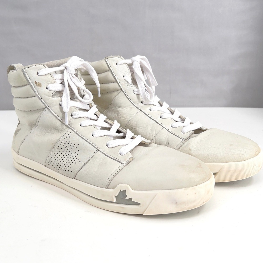 Pajar Canada Italy Premium Leather‎ High Top Sneaker White Mens US 10 EU 43